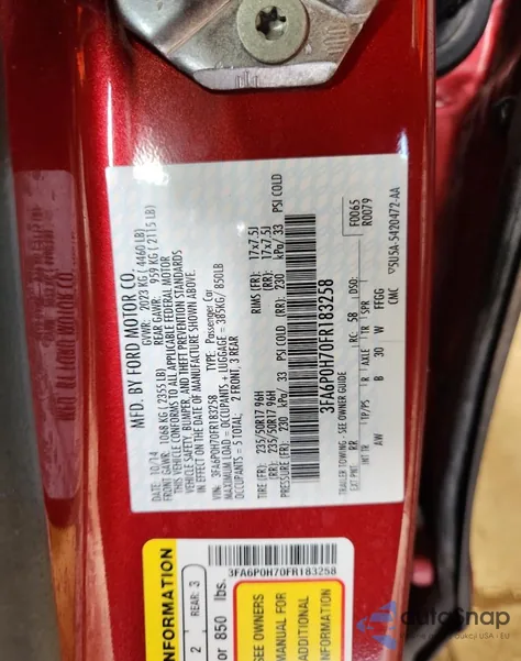 2015 Ford Fusion Se из США, поврежденный, VIN 3FA6P0H70FR183258